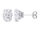 4.00 Carat (ctw) Synthetic Moissanite Solitaire Stud Oval Earrings in Sterling Silver